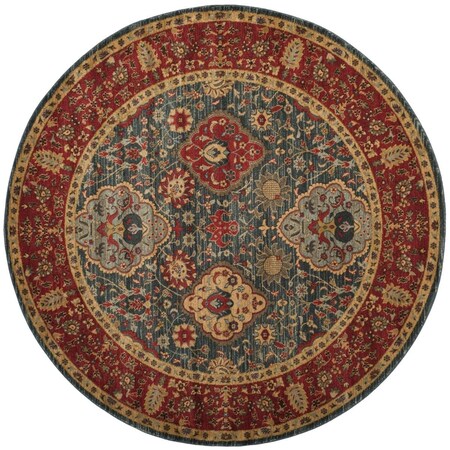 Safavieh 5 ft.-1 in. x 5 ft.-1 in. Mahal Round Rug; Navy & Red MAH655C-5R